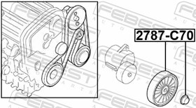Rolka napinacza, pasek klinowy wielorowkowy FEBEST 2787-C70